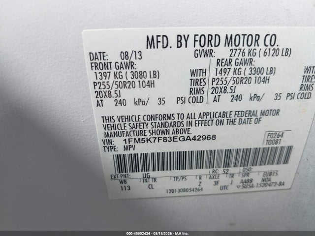 Ford Explorer Limited 2014 1FM5K7F83EGA42968 Image 9