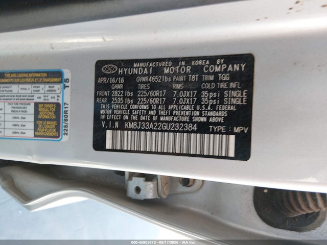 Продажа на аукционе авто 2016 Hyundai Tucson Eco, vin: KM8J33A22GU232384, номер лота: 45902479