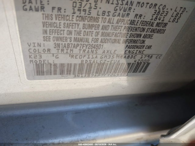 Nissan SENTRA S 2015 3N1AB7AP7FY264501 Image 9