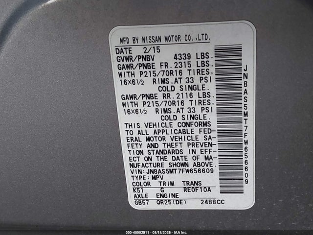 Nissan Rogue Select S 2015 JN8AS5MT7FW656609 Image 9