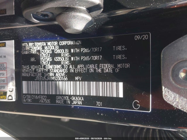 Продажа на аукционе авто 2021 Toyota 4runner Sr5, vin: JTEEU5JR8M5230166, номер лота: 45902530