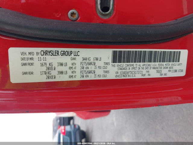 45902594 :رقم المزاد ، 1C6RD6FTXCS173721 vin ، 2012 Ram 1500 Express مزاد بيع