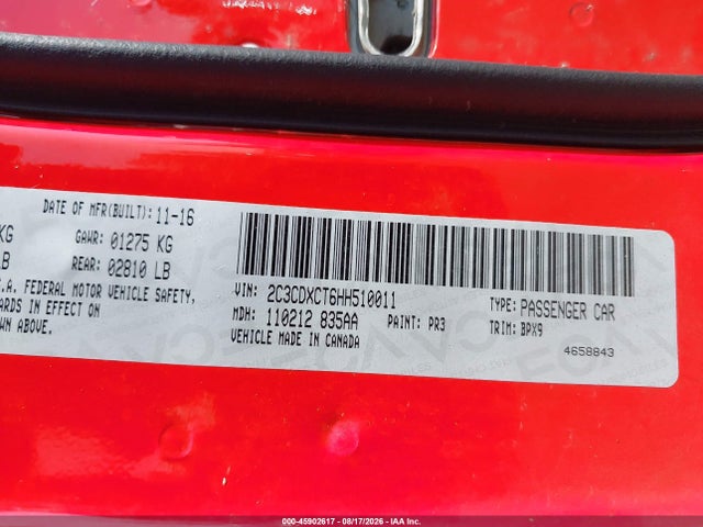 2C3CDXCT6HH510011 Dodge Charger R/t Rwd