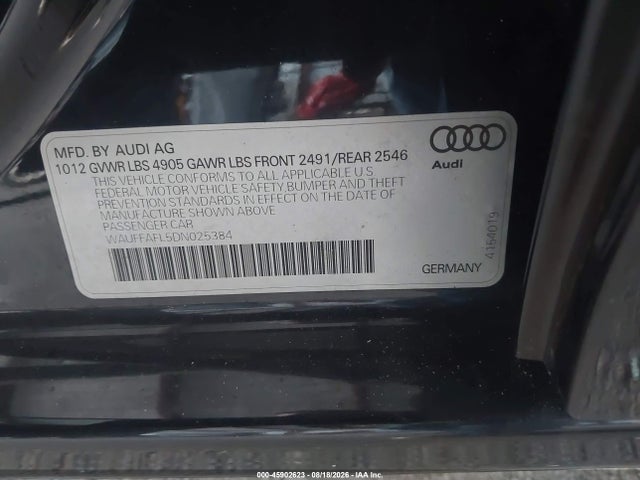 Aukcja sprzedaży 2013 Audi A4 2.0t Premium, vin: WAUFFAFL5DN025384, numer aukcji: 45902623