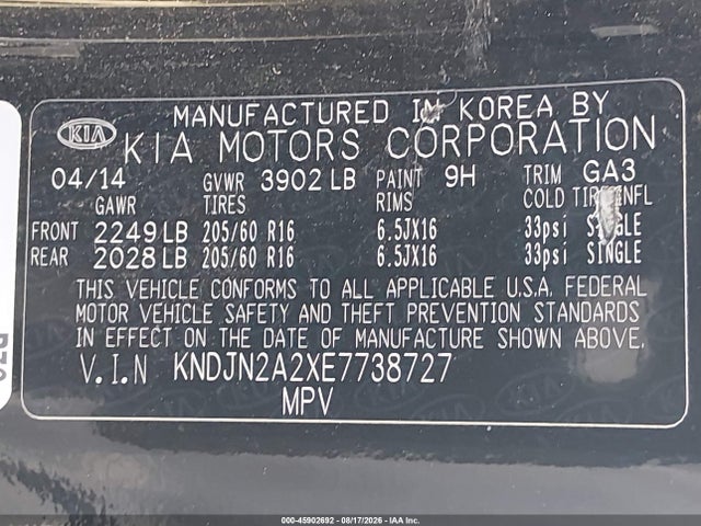 KIA Soul 2014 KNDJN2A2XE7738727 Image 9