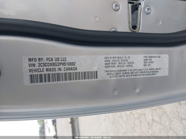 Продаж на аукціоні авто 2023 Dodge Charger Sxt, vin: 2C3CDXBG2PH510882, номер лоту: 45902695