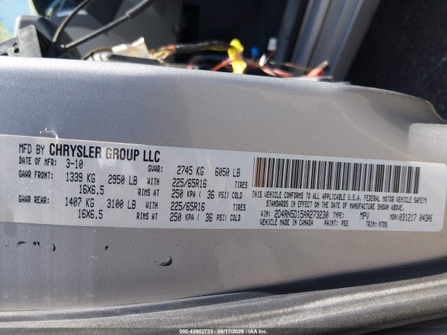 Aukcja sprzedaży 2010 Dodge Grand Caravan Sxt, vin: 2D4RN5D15AR273230, numer aukcji: 45902733