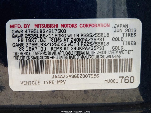 Продаж на аукціоні авто 2014 Mitsubishi Outlander Se, vin: JA4AZ3A36EZ007956, номер лоту: 45902784