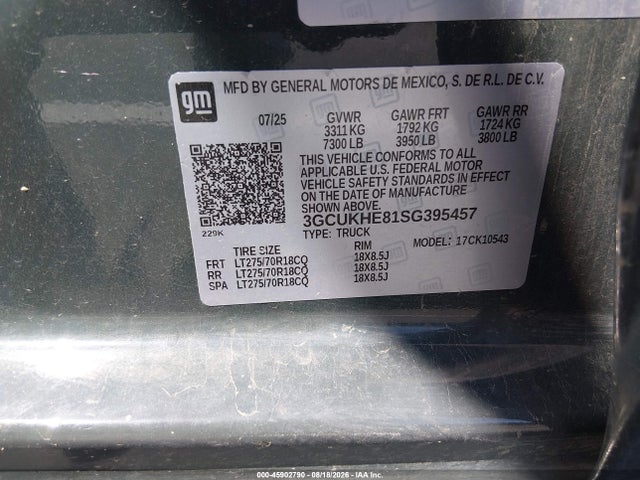 Продаж на аукціоні авто 2025 Chevrolet Silverado 1500 4wd  Short Bed Zr2, vin: 3GCUKHE81SG395457, номер лоту: 45902790