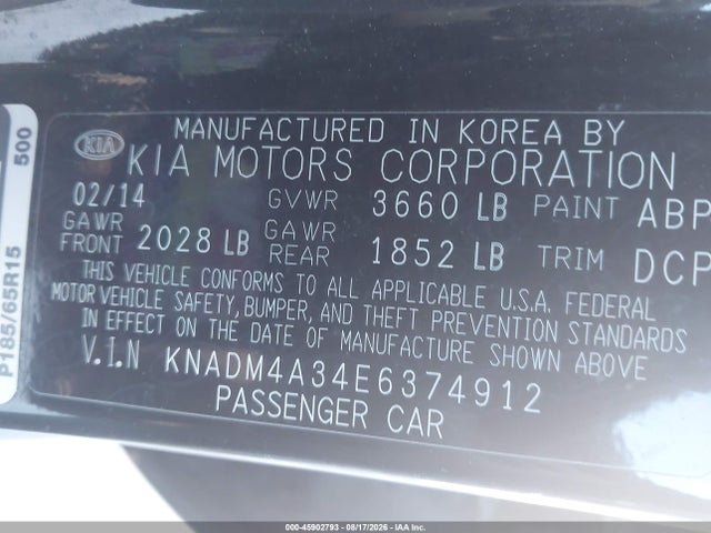 Продаж на аукціоні авто 2014 Kia Rio Lx, vin: KNADM4A34E6374912, номер лоту: 45902793