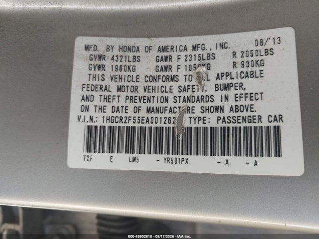 1HGCR2F55EA001262 Honda Accord Sport