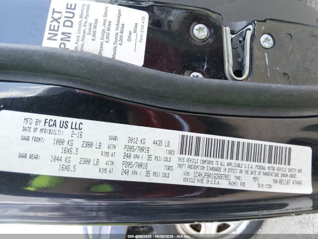 45902820 :رقم المزاد ، 1C4NJPBA1GD687851 vin ، 2016 Jeep Patriot Sport مزاد بيع