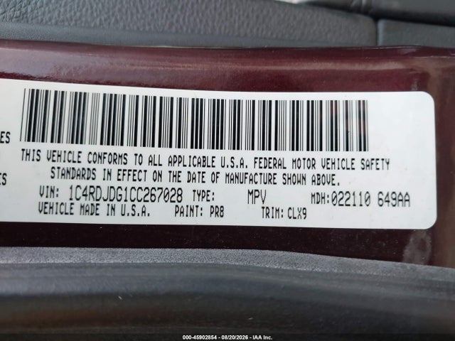 Aukcja sprzedaży 2012 Dodge Durango Crew, vin: 1C4RDJDG1CC267028, numer aukcji: 45902854