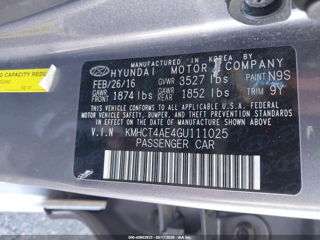 Hyundai ACCENT SE 2016 KMHCT4AE4GU111025 Image 9