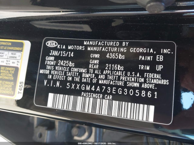 KIA Optima Lx 2014 5XXGM4A73EG305861 Image 9