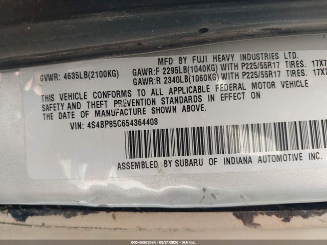Продажа на аукционе авто 2005 Subaru Legacy Outback H6 R Vdc, vin: 4S4BP85C654364408, номер лота: 45902964