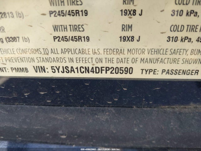 45902965 :رقم المزاد ، 5YJSA1CN4DFP20590 vin ، 2013 Tesla Model S مزاد بيع