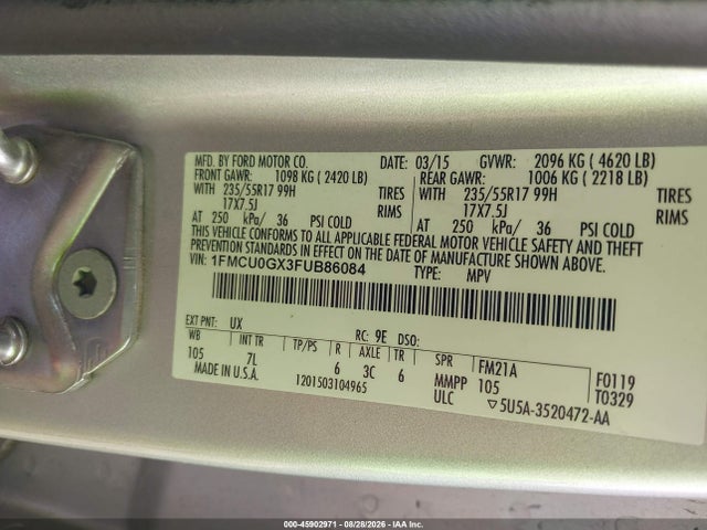 1FMCU0GX3FUB86084 Ford ESCAPE SE