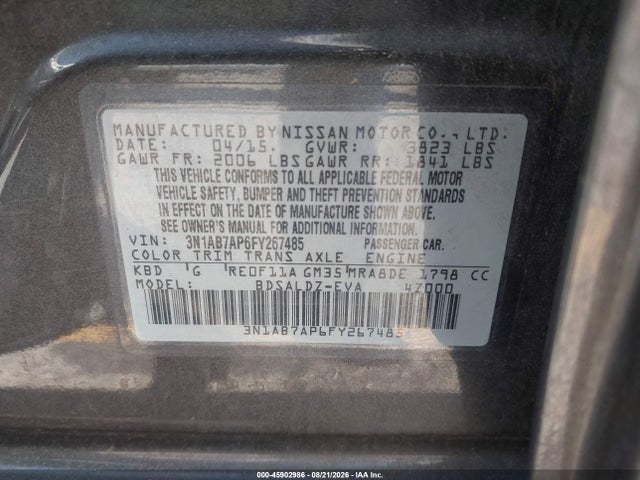 Nissan SENTRA SV 2015 3N1AB7AP6FY267485 Image 9