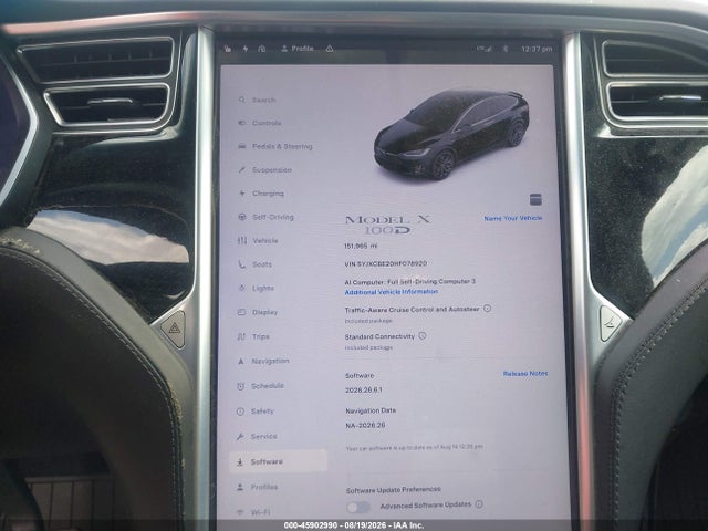 Aukcja sprzedaży 2017 Tesla Model X 100d/75d/90d, vin: 5YJXCBE20HF078920, numer aukcji: 45902990