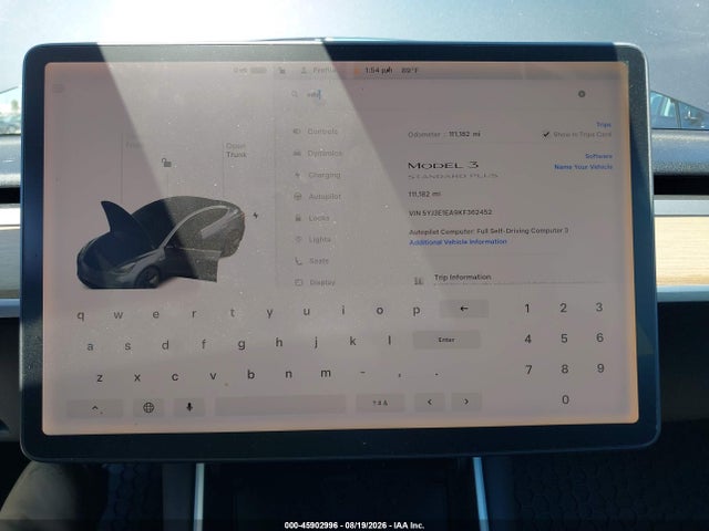 Aukcja sprzedaży 2019 Tesla Model 3 Long Range/mid Range/standard Range/standard Range Plus, vin: 5YJ3E1EA9KF362452, numer aukcji: 45902996