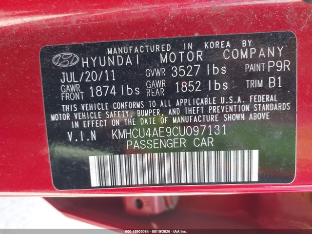 Продажа на аукционе авто 2012 Hyundai Accent Gls, vin: KMHCU4AE9CU097131, номер лота: 45903064