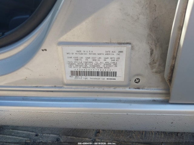 Продаж на аукціоні авто 2007 Mitsubishi Galant De, vin: 4A3AB26F57E028327, номер лоту: 45904101