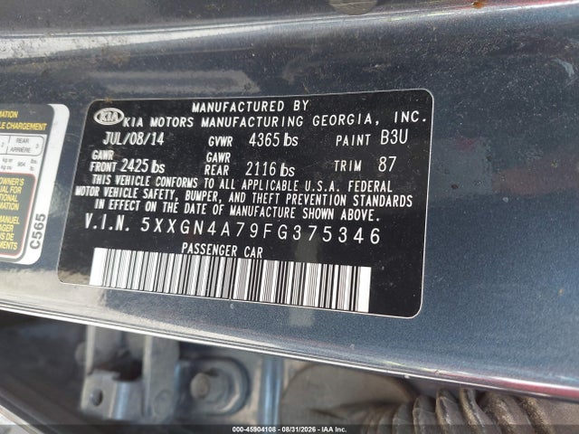 Продаж на аукціоні авто 2015 Kia Optima Ex, vin: 5XXGN4A79FG375346, номер лоту: 45904108