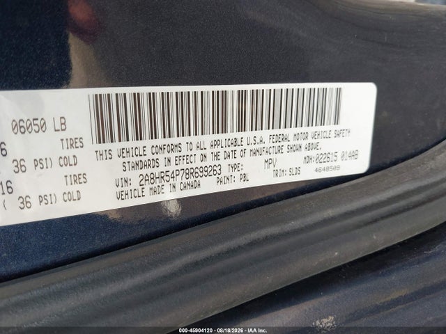 Продаж на аукціоні авто 2008 Chrysler Town & Country Touring, vin: 2A8HR54P78R699263, номер лоту: 45904120