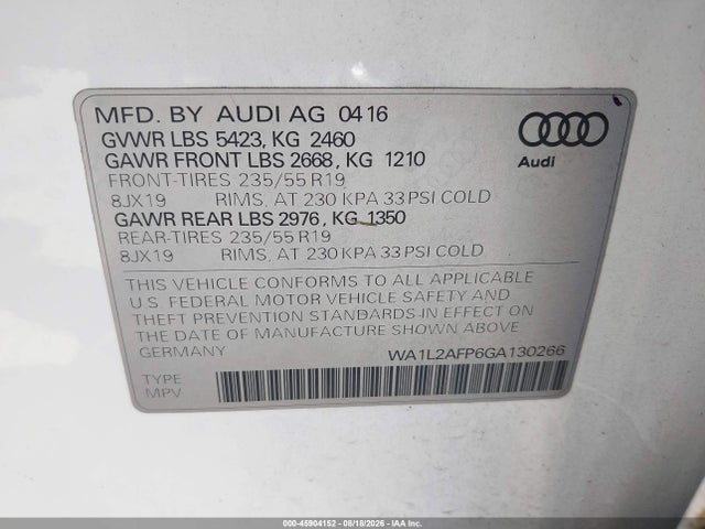 WA1L2AFP6GA130266 Audi Q5 2.0t Premium