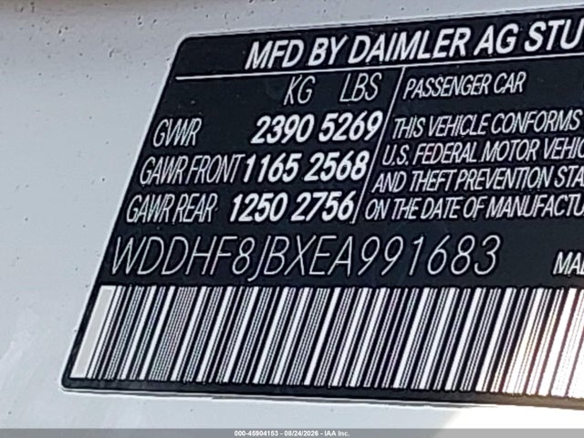 45904153 :رقم المزاد ، WDDHF8JBXEA991683 vin ، 2014 Mercedes-benz E 350 4matic مزاد بيع