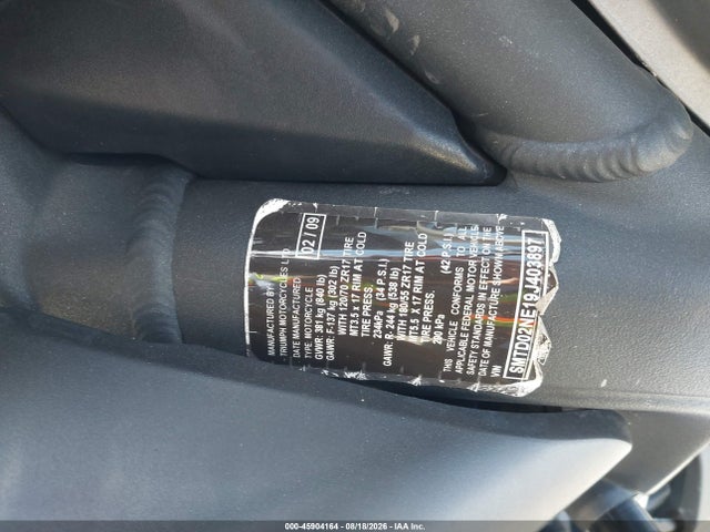 Aukcja sprzedaży 2009 Triumph Motorcycle Street Triple R, vin: SMTD02NE19J403897, numer aukcji: 45904164