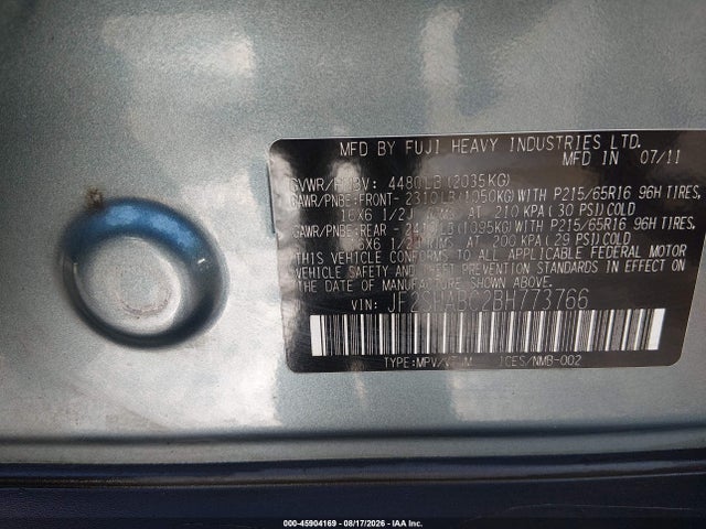 Продажа на аукционе авто 2011 Subaru Forester 2.5x, vin: JF2SHABC2BH773766, номер лота: 45904169