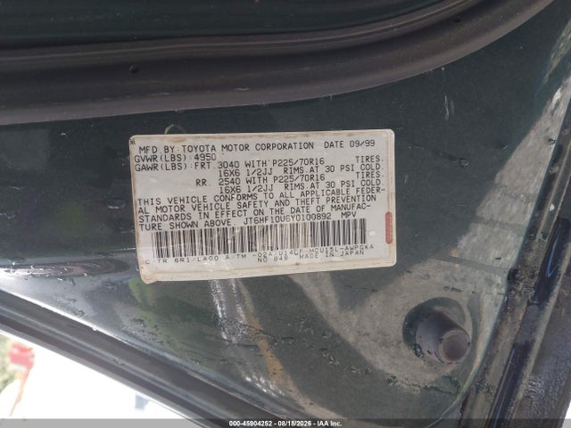 Продажа на аукционе авто 2000 Lexus Rx 300, vin: JT6HF10U6Y0100892, номер лота: 45904252