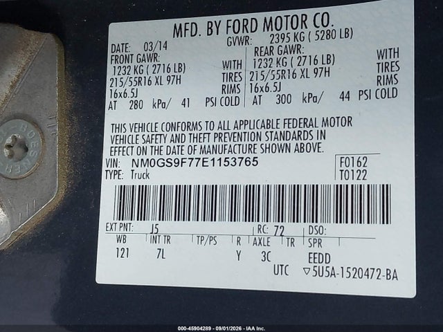 NM0GS9F77E1153765 Ford Transit Connect Xlt
