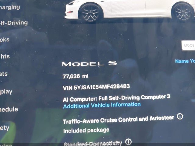 45904297 :رقم المزاد ، 5YJSA1E54MF428483 vin ، 2021 Tesla Model S Long Range Dual Motor All-wheel Drive مزاد بيع