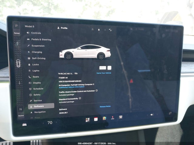 45904297 :رقم المزاد ، 5YJSA1E54MF428483 vin ، 2021 Tesla Model S Long Range Dual Motor All-wheel Drive مزاد بيع