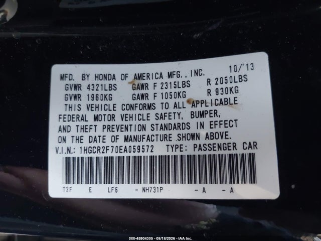 1HGCR2F70EA059572 Honda ACCORD EX