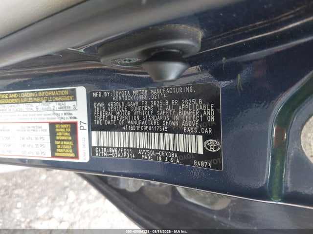Продажа на аукционе авто 2014 Toyota Camry Hybrid Xle, vin: 4T1BD1FK9EU117549, номер лота: 45904331