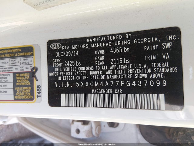 KIA Optima Lx 2015 5XXGM4A77FG437099 Image 9