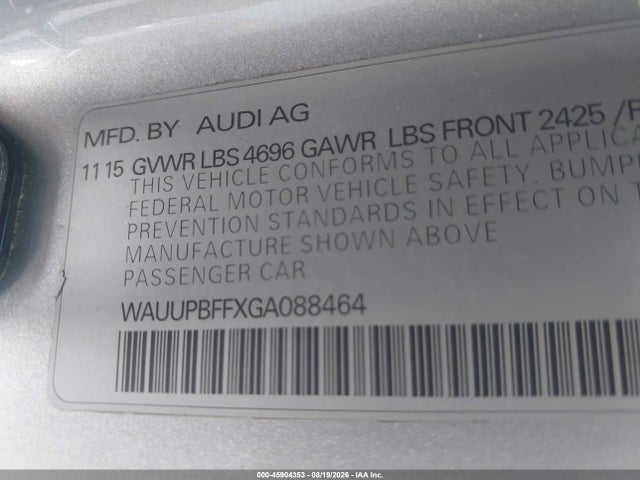 Продаж на аукціоні авто 2016 Audi A3 E-tron 1.4t Premium, vin: WAUUPBFFXGA088464, номер лоту: 45904353
