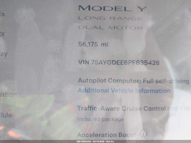 Продаж на аукціоні авто 2023 Tesla Model Y Awd/long Range Dual Motor All-wheel Drive, vin: 7SAYGDEE6PF635426, номер лоту: 45904354