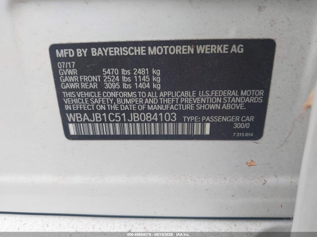 Aukcja sprzedaży 2018 Bmw 530e Xdrive Iperformance, vin: WBAJB1C51JB084103, numer aukcji: 45904379