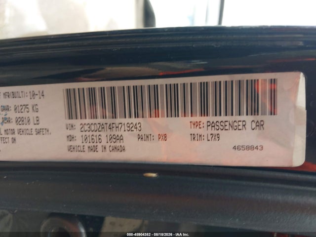 Продаж на аукціоні авто 2015 Dodge Challenger R/t, vin: 2C3CDZAT4FH719243, номер лоту: 45904382