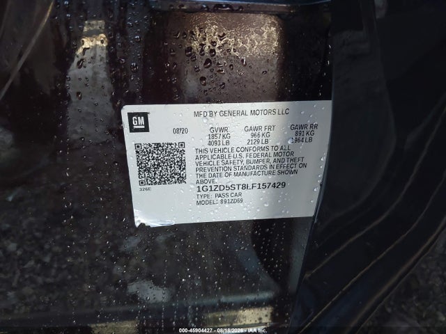 Aukcja sprzedaży 2020 Chevrolet Malibu Fwd Lt, vin: 1G1ZD5ST8LF157429, numer aukcji: 45904427