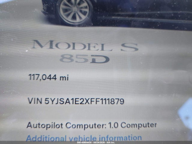 Продажа на аукционе авто 2015 Tesla Model S 70d/85d/p85d, vin: 5YJSA1E2XFF111879, номер лота: 45904430