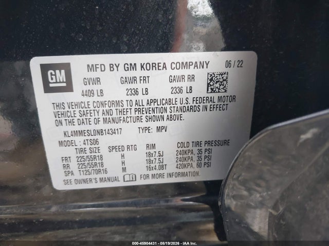 Продажа на аукционе авто 2022 Buick Encore Gx Awd Select, vin: KL4MMESL0NB143417, номер лота: 45904431