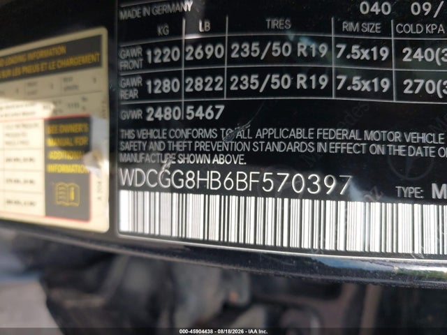 Aukcja sprzedaży 2011 Mercedes-benz Glk 350 4matic, vin: WDCGG8HB6BF570397, numer aukcji: 45904438
