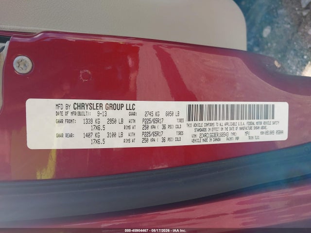 45904467 :رقم المزاد ، 2C4RC1GG3ER168543 vin ، 2014 Chrysler Town & Country Limited مزاد بيع