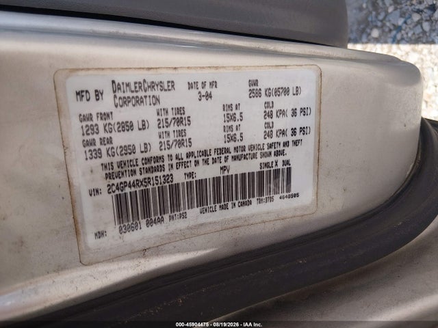 Aukcja sprzedaży 2005 Chrysler Town & Country Lx, vin: 2C4GP44RX5R151323, numer aukcji: 45904475
